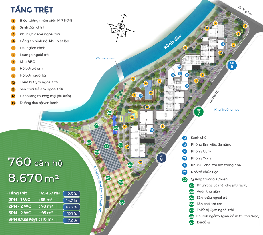 TIỆN ÍCH TẦNG TRỆT MP 6, 7, 8